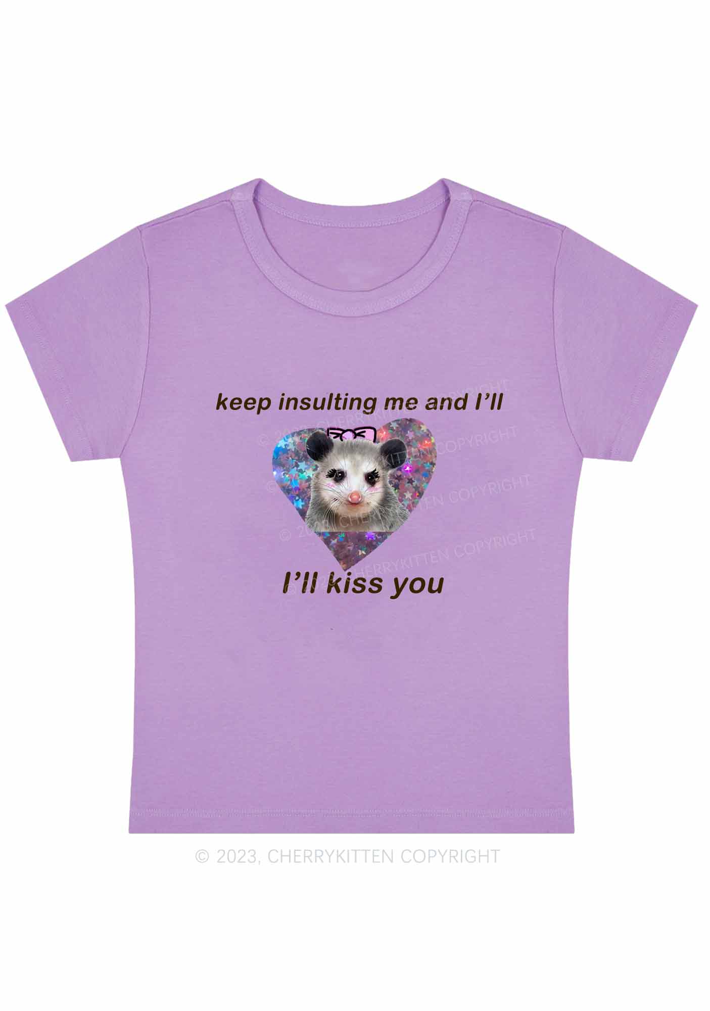 Keep Insulting Me And I'll Kiss You Y2K Baby Tee Cherrykitten