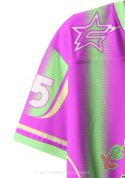 Custom Bright Pink Pony Y2K Crop Sport Jersey Shirts Cherrykitten