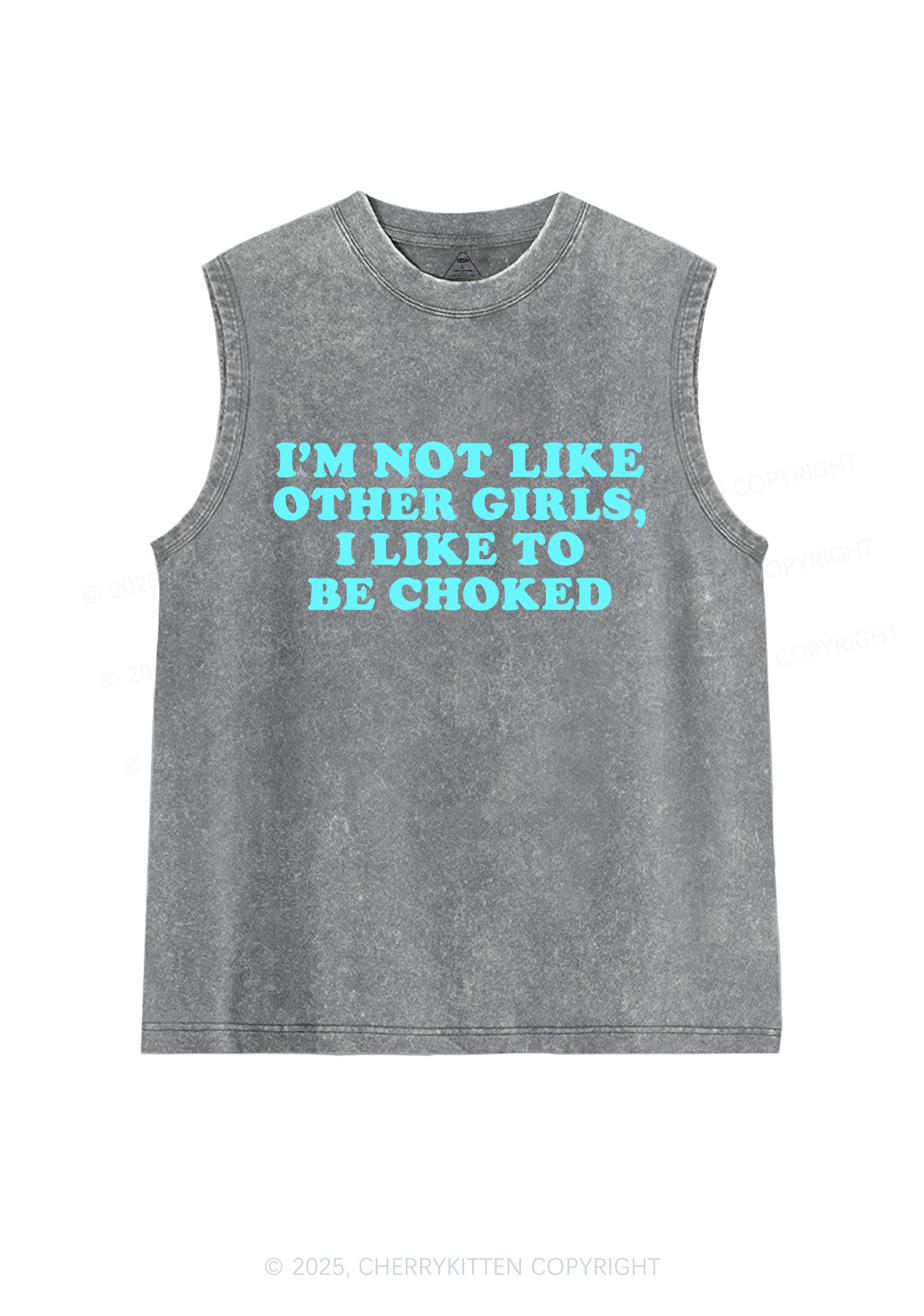 I Like To Be Choked Y2K Washed Muscle Tank Cherrykitten