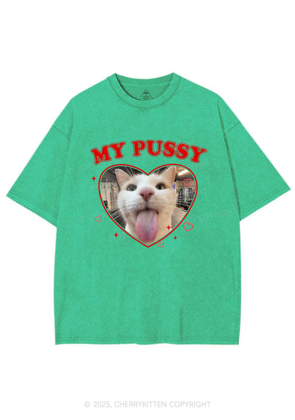 Custom Pet Puxxy Y2K Shirts Washed Tee Cherrykitten