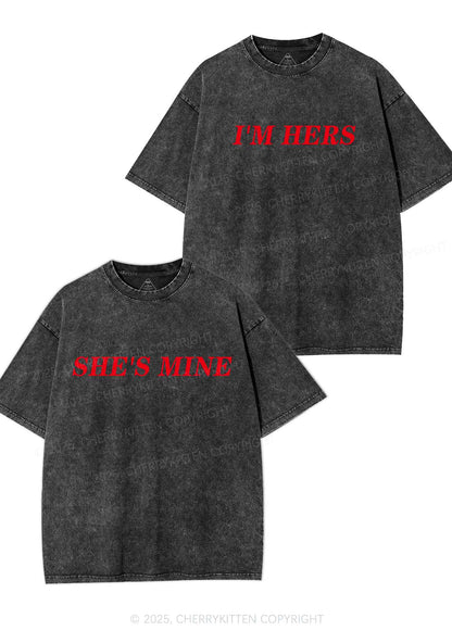 Shes Mine Im Hers Y2K Valentine's Day Washed Tee Cherrykitten