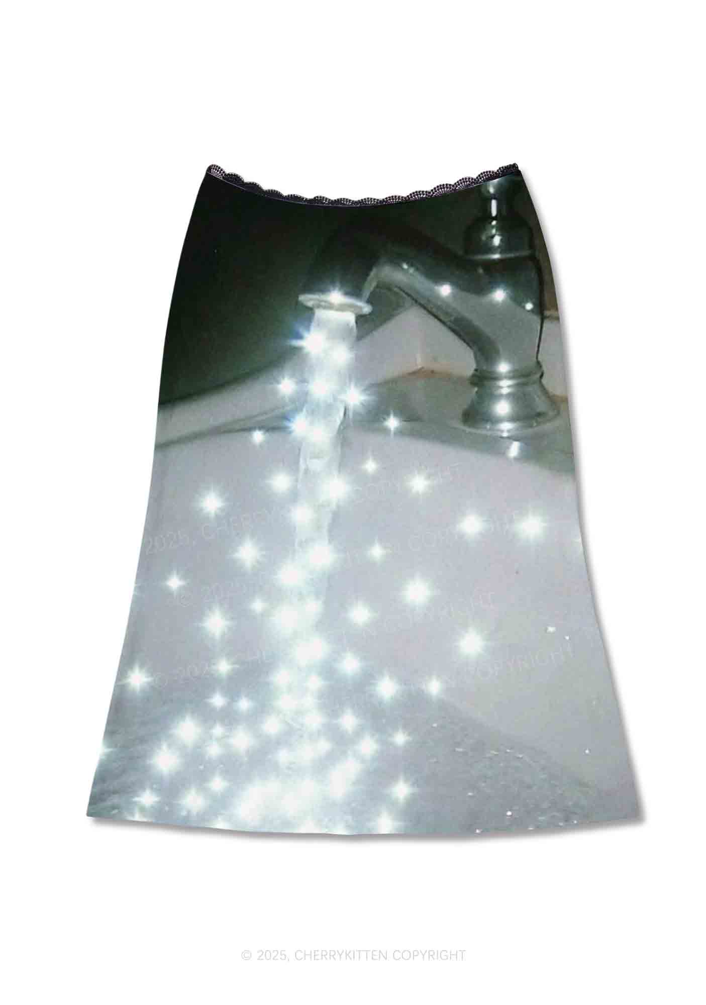 Starry Stream Y2K Print Midi Skirt Cherrykitten