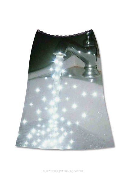 Starry Stream Y2K Print Midi Skirt Cherrykitten