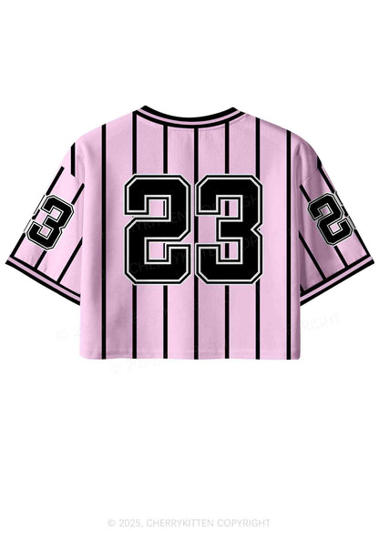 Custom Pink Striped Cxxt Y2K Crop Sport Jersey Shirts Cherrykitten