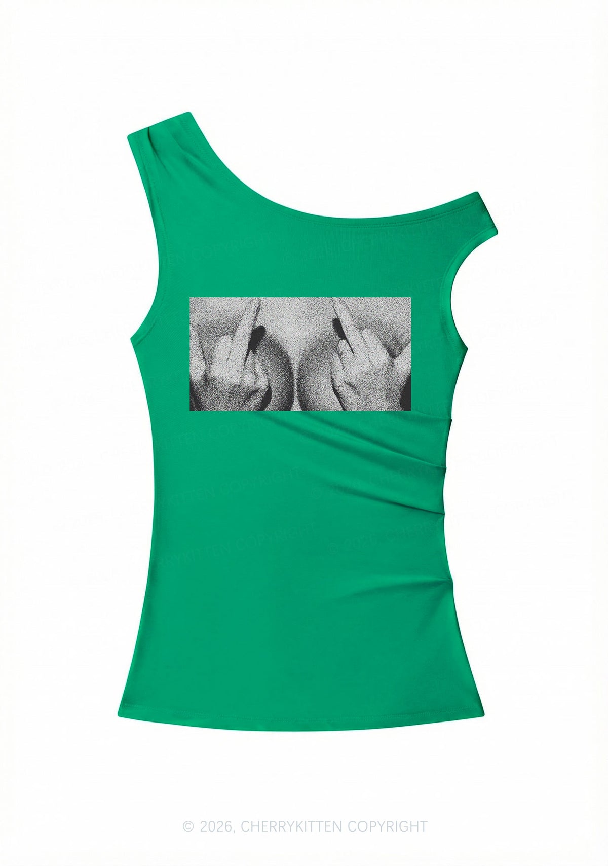 Middle Finger Bxxbs Y2K Off Shoulder Tank Top Cherrykitten