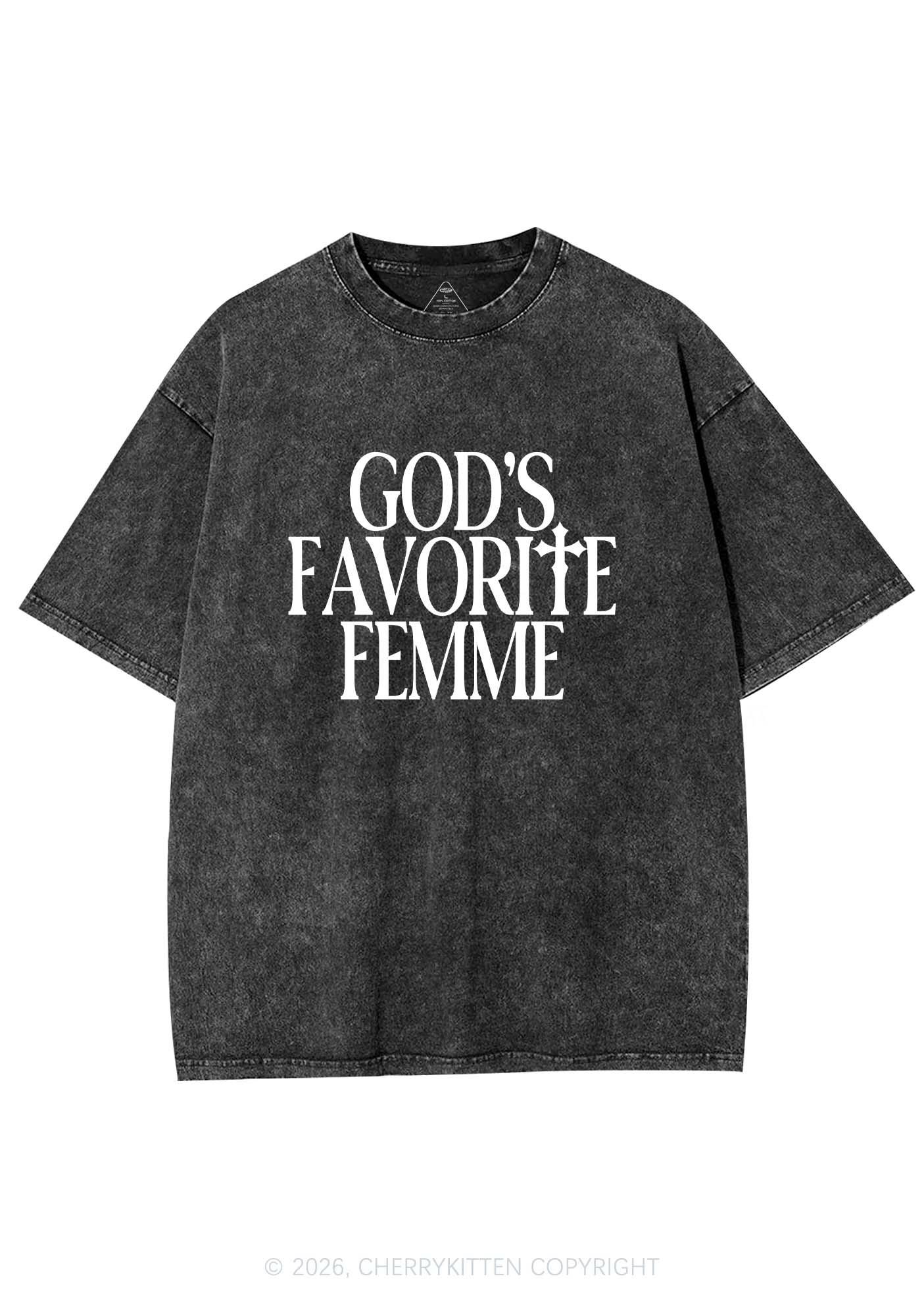 Gods Favorite Femme Pride Y2K Shirts Washed Tee Cherrykitten