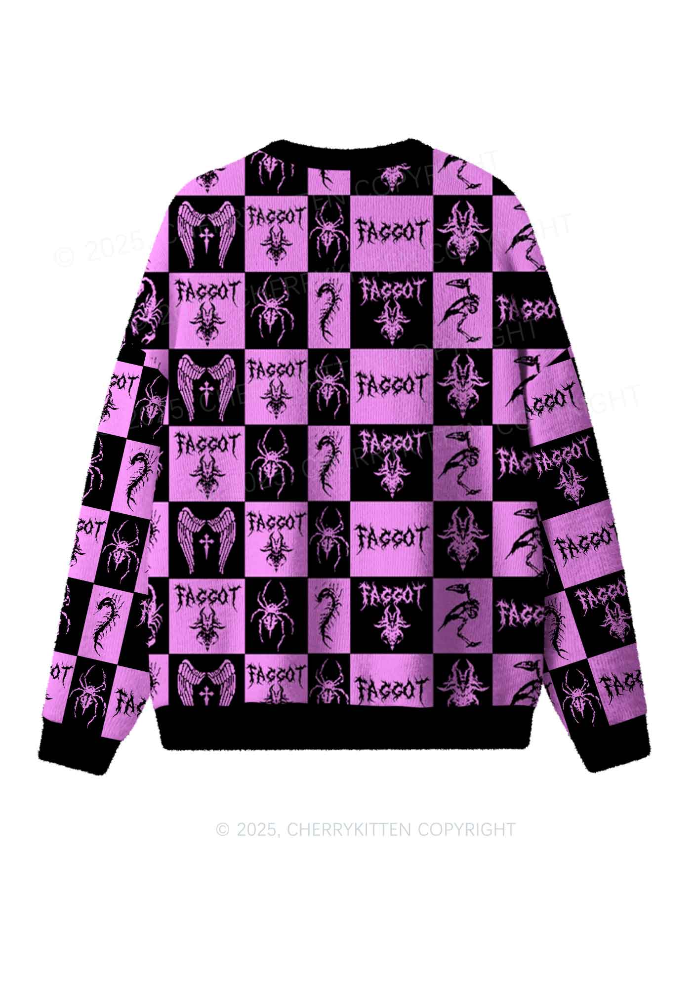Purple Punk Faggot Pride Y2K Christmas Knit Sweatshirt Cherrykitten