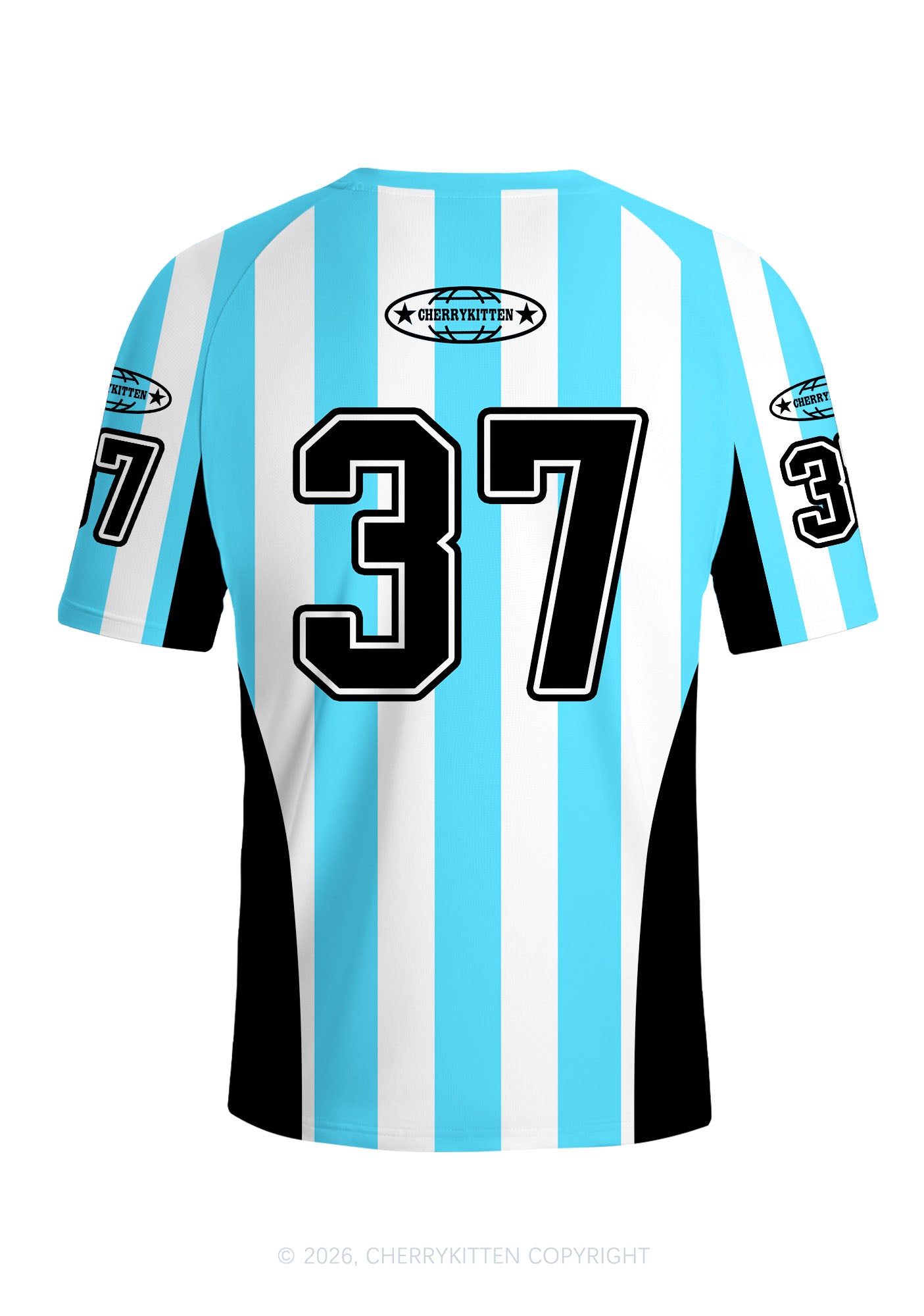 Skyblue Dont Play Techno Y2K Football Jersey Shirts Cherrykitten