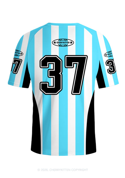 Skyblue Dont Play Techno Y2K Football Jersey Shirts Cherrykitten