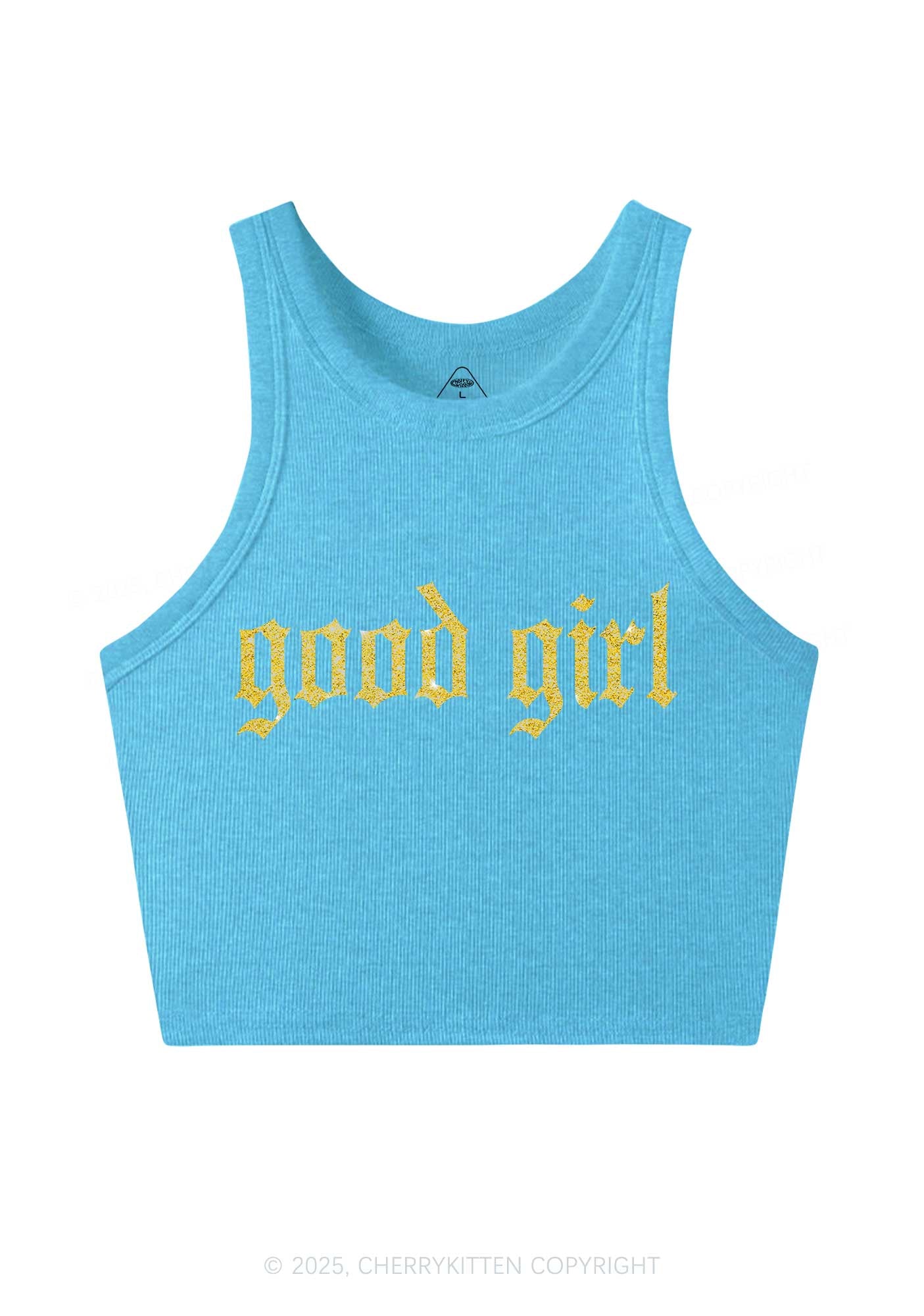 Glitter Good Girl Y2K Crop Tank Top Cherrykitten