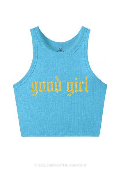 Glitter Good Girl Y2K Crop Tank Top Cherrykitten