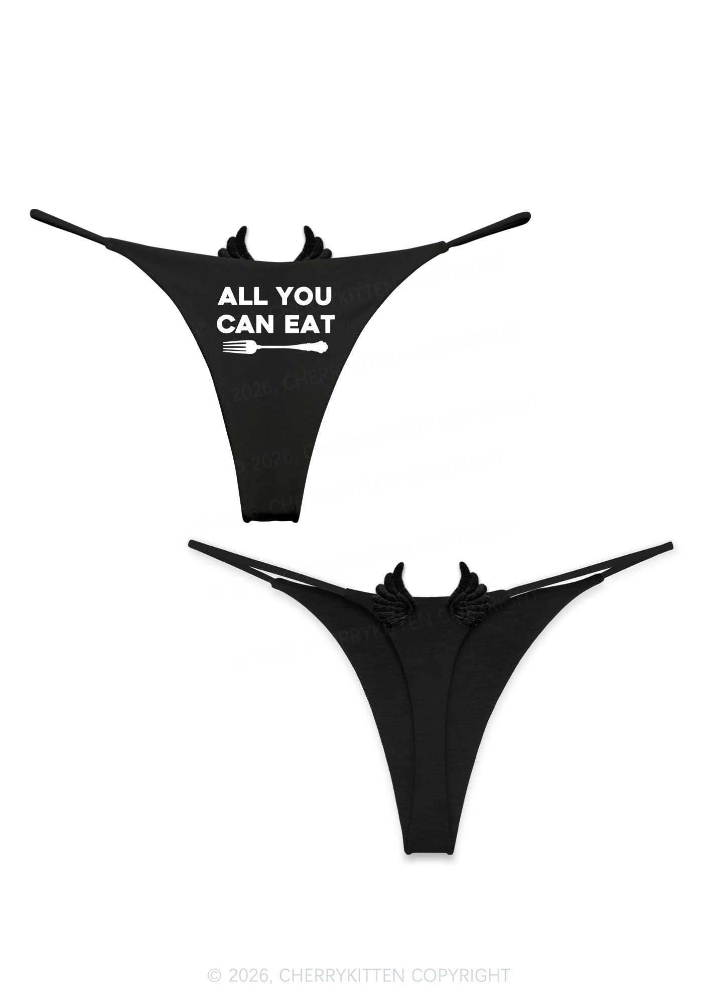 All You Can Eat Y2K Bikini String Thong With Black Wings Cherrykitten