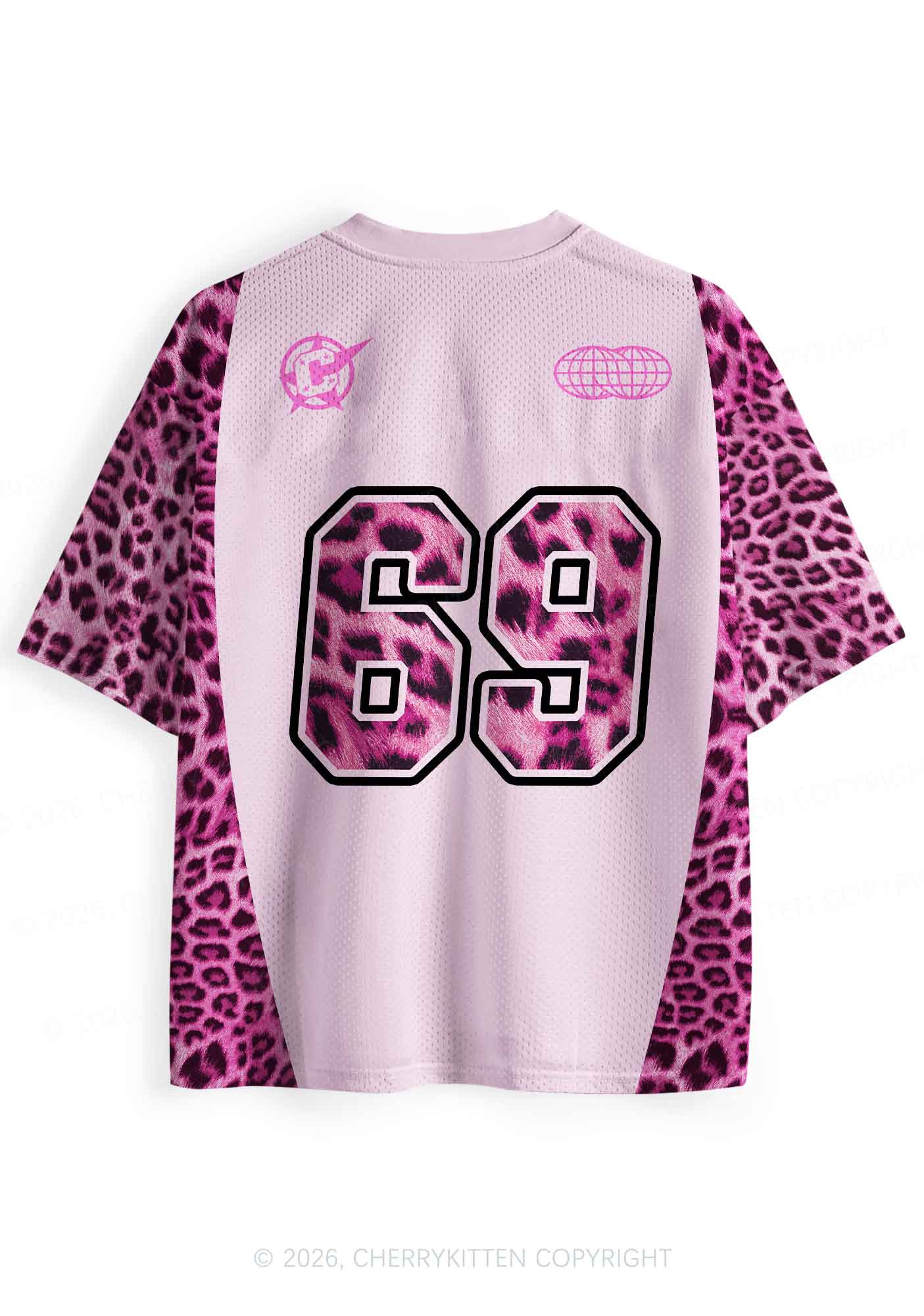 Kiss More Girls Pink Leopard Pride Y2K Sport Jersey Shirts Cherrykitten