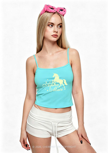 Yellow Alpha Male Unicorn Pride Y2K Spaghetti Strap Cami Cherrykitten