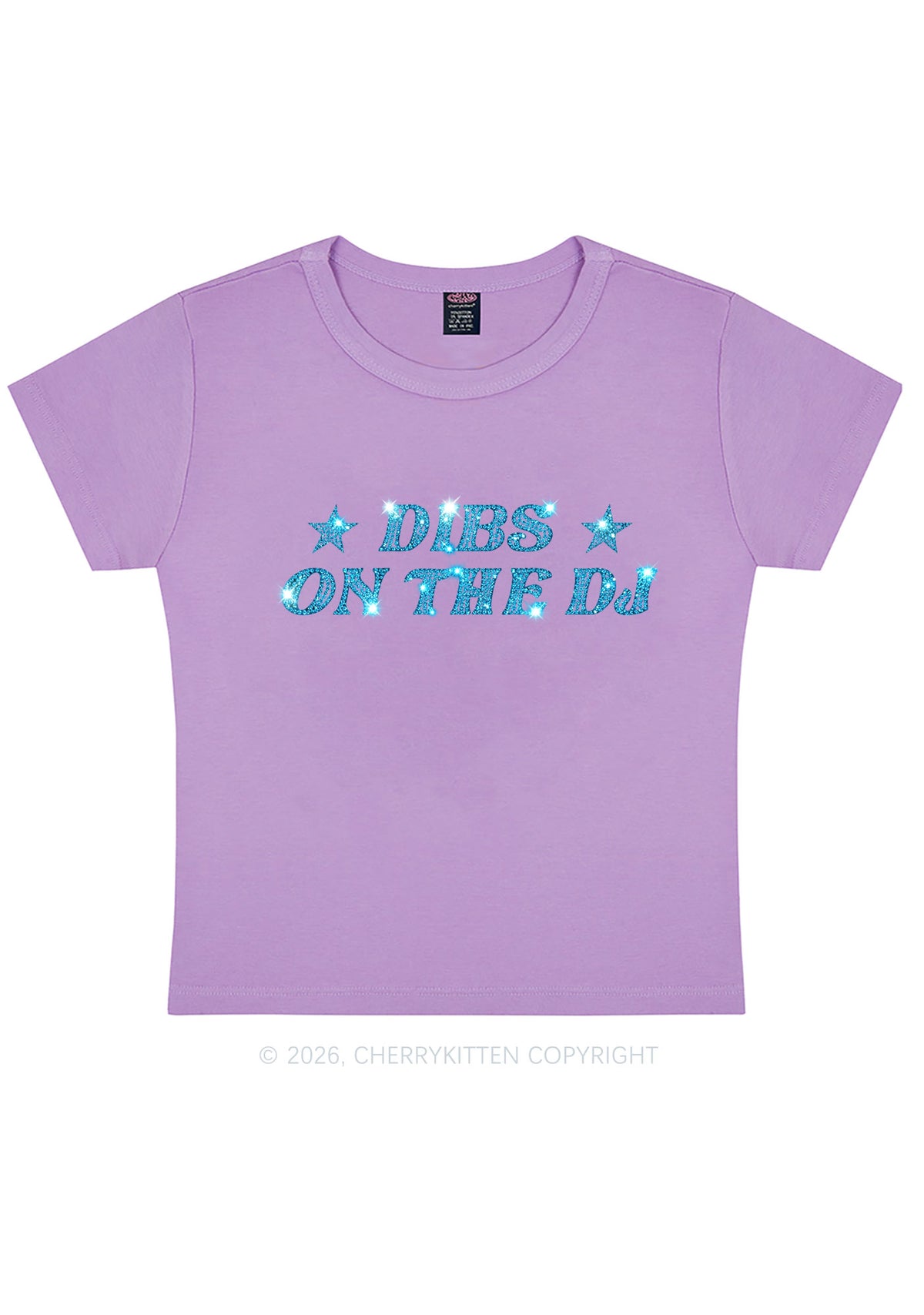 Rhinestone Dibs On The Dj Y2K Baby Tee Cherrykitten