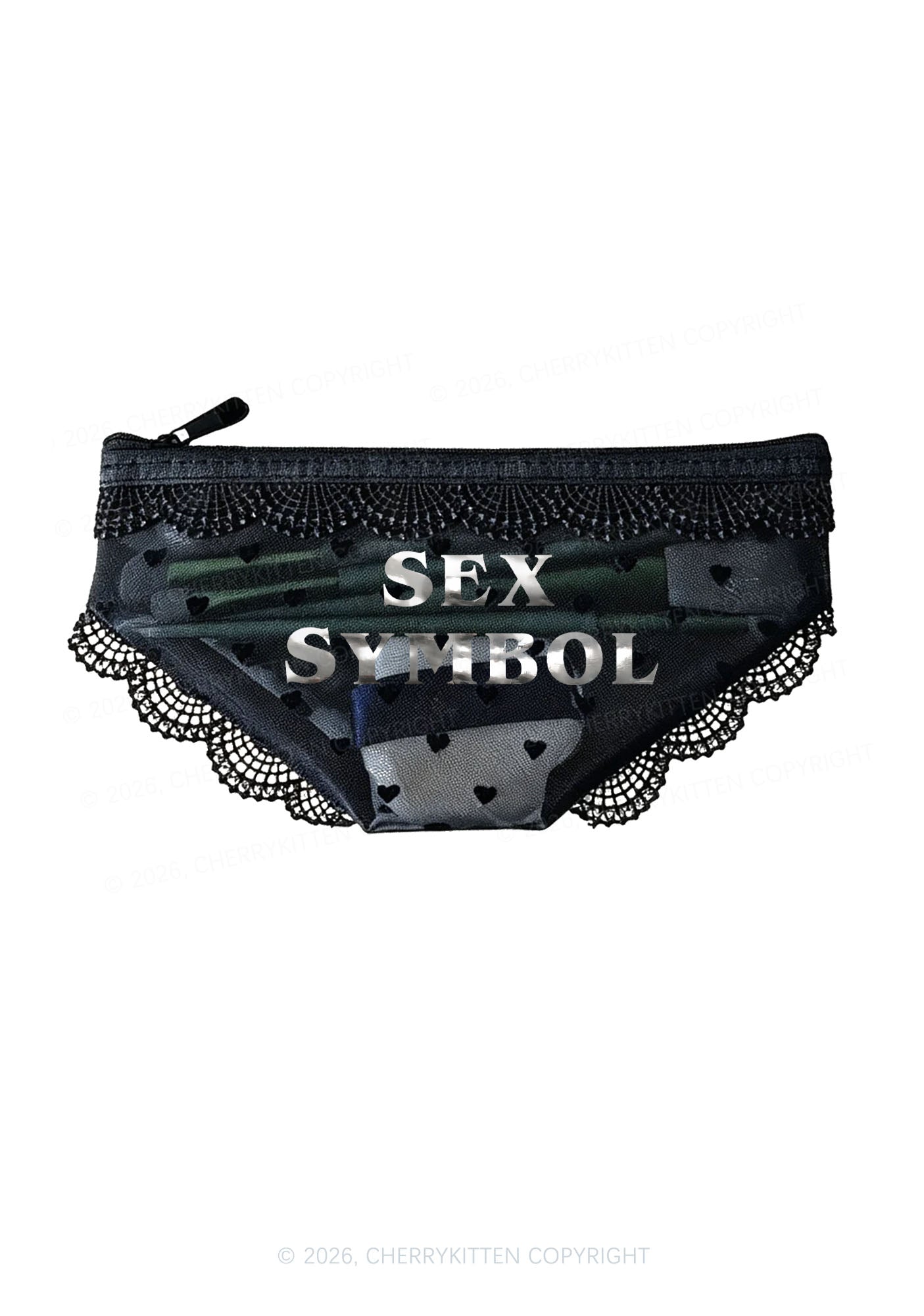 Sx Symbol Silver Foil Printed Y2K Briefs Shape Cosmetic Pouch Cherrykitten