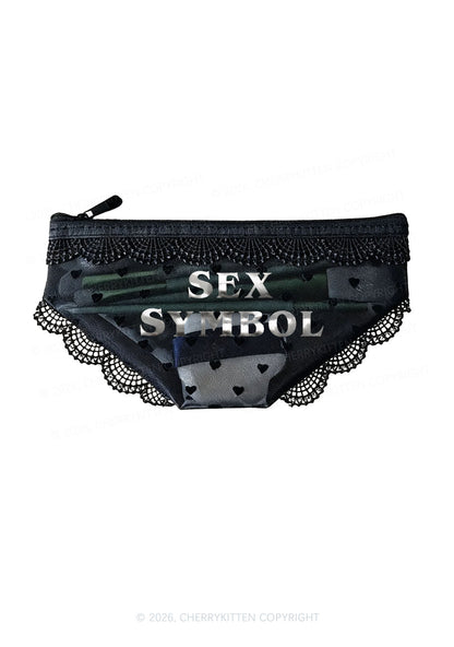 Sx Symbol Silver Foil Printed Y2K Briefs Shape Cosmetic Pouch Cherrykitten