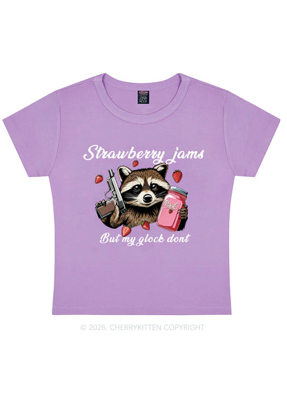 Strawberry Jams Raccoon Y2K Baby Tee Cherrykitten