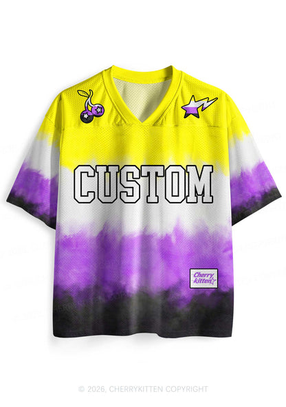 Custom Nonbinary Flag Pride Y2K Sport Jersey Shirts Cherrykitten