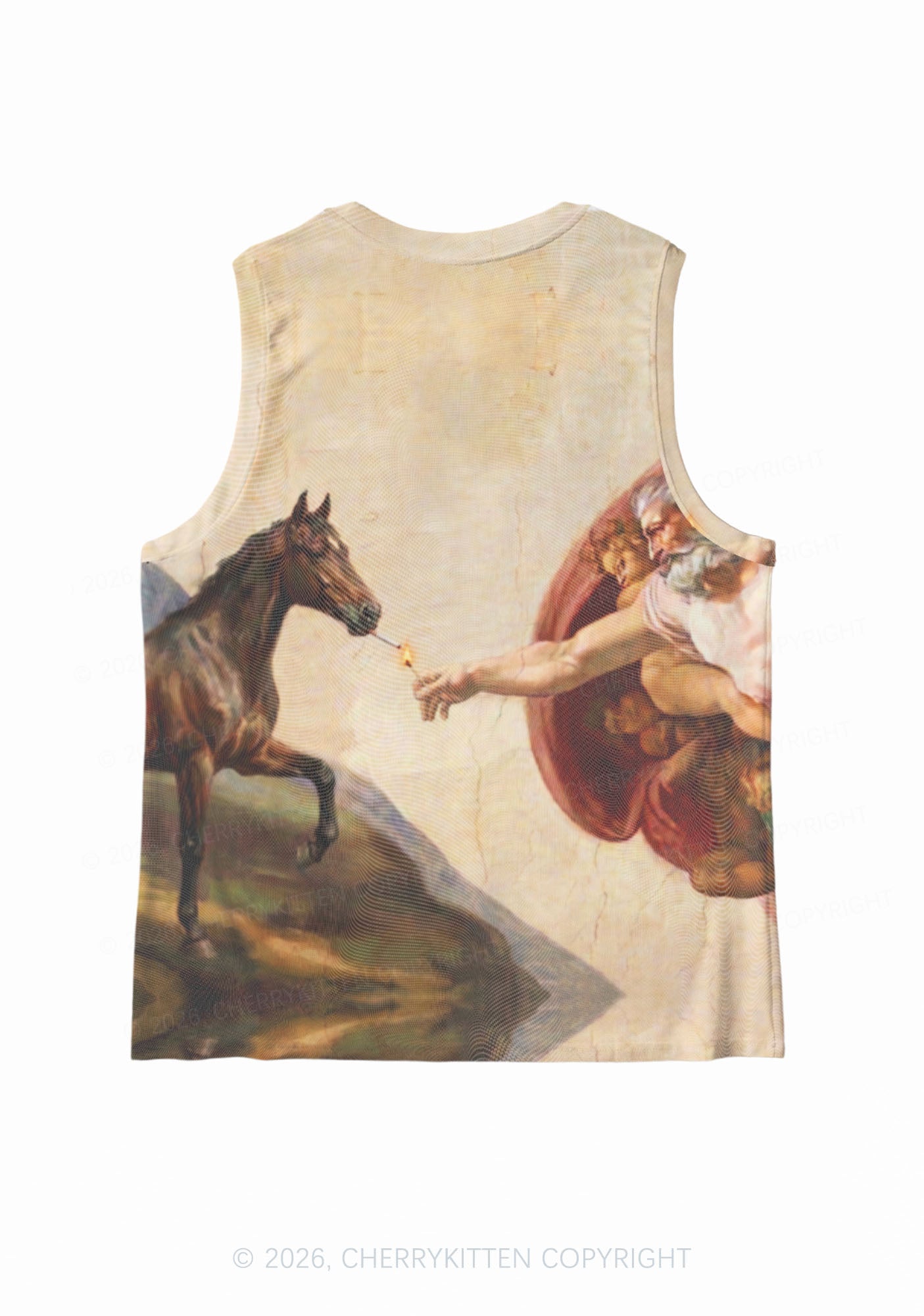 God Smoking Horse Y2K Mesh Muscle Tank Cherrykitten