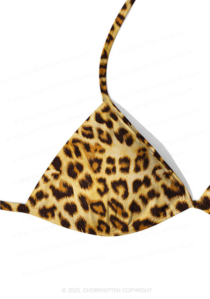 Brown Leopard Y2K Print Bikini Set Cherrykitten