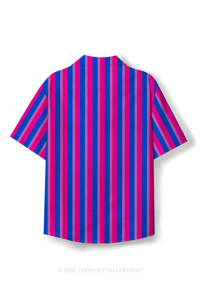 Bisexual Flag Pride Y2K Print Hawaiian Shirt Cherrykitten
