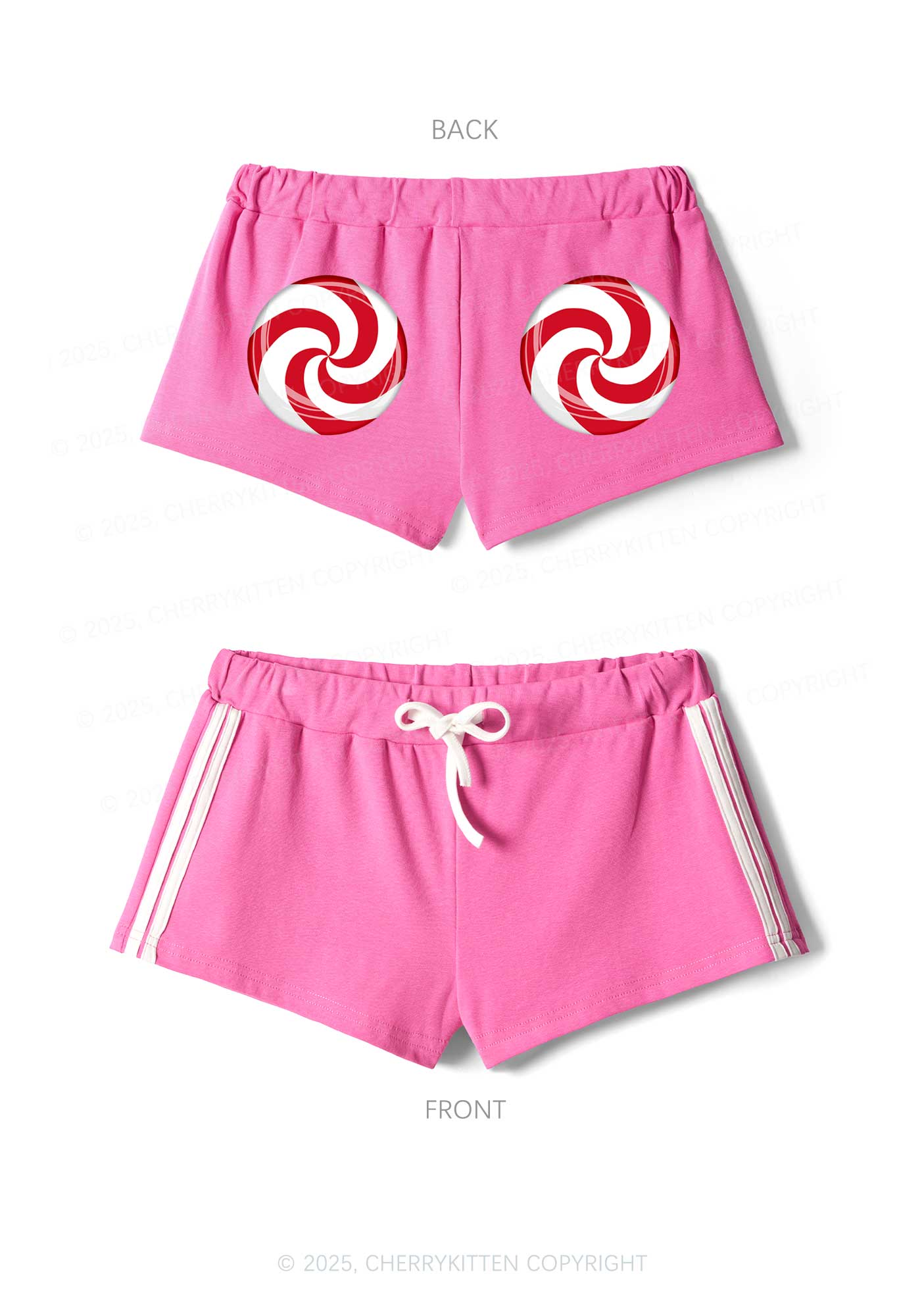 Christmas Sugar Swirl Y2K Drawstring Mini Shorts Cherrykitten
