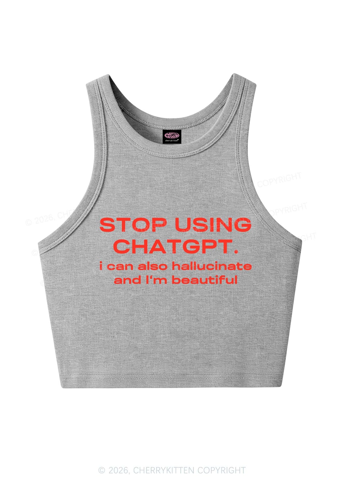 Stop Using GPT Y2K Crop Tank Top Cherrykitten