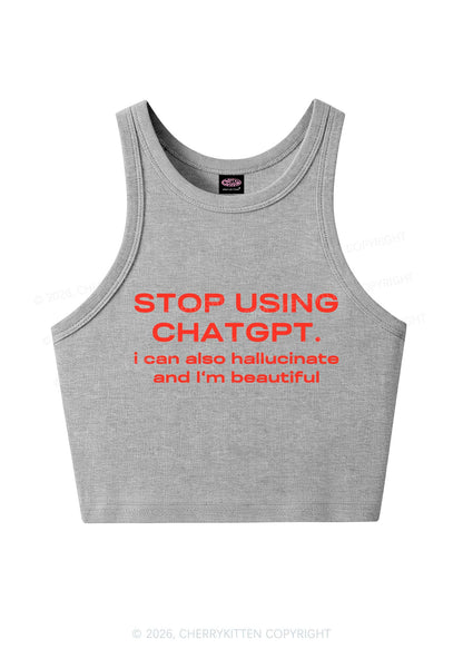 Stop Using GPT Y2K Crop Tank Top Cherrykitten
