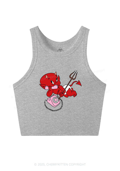 Little Devil On The Phone Y2K Crop Tank Top Cherrykitten