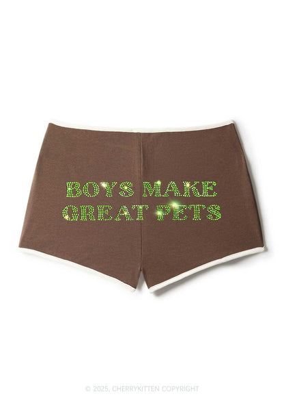 Rhinestone Boys Make Gr8 Pets Y2K Booty Shorts Cherrykitten