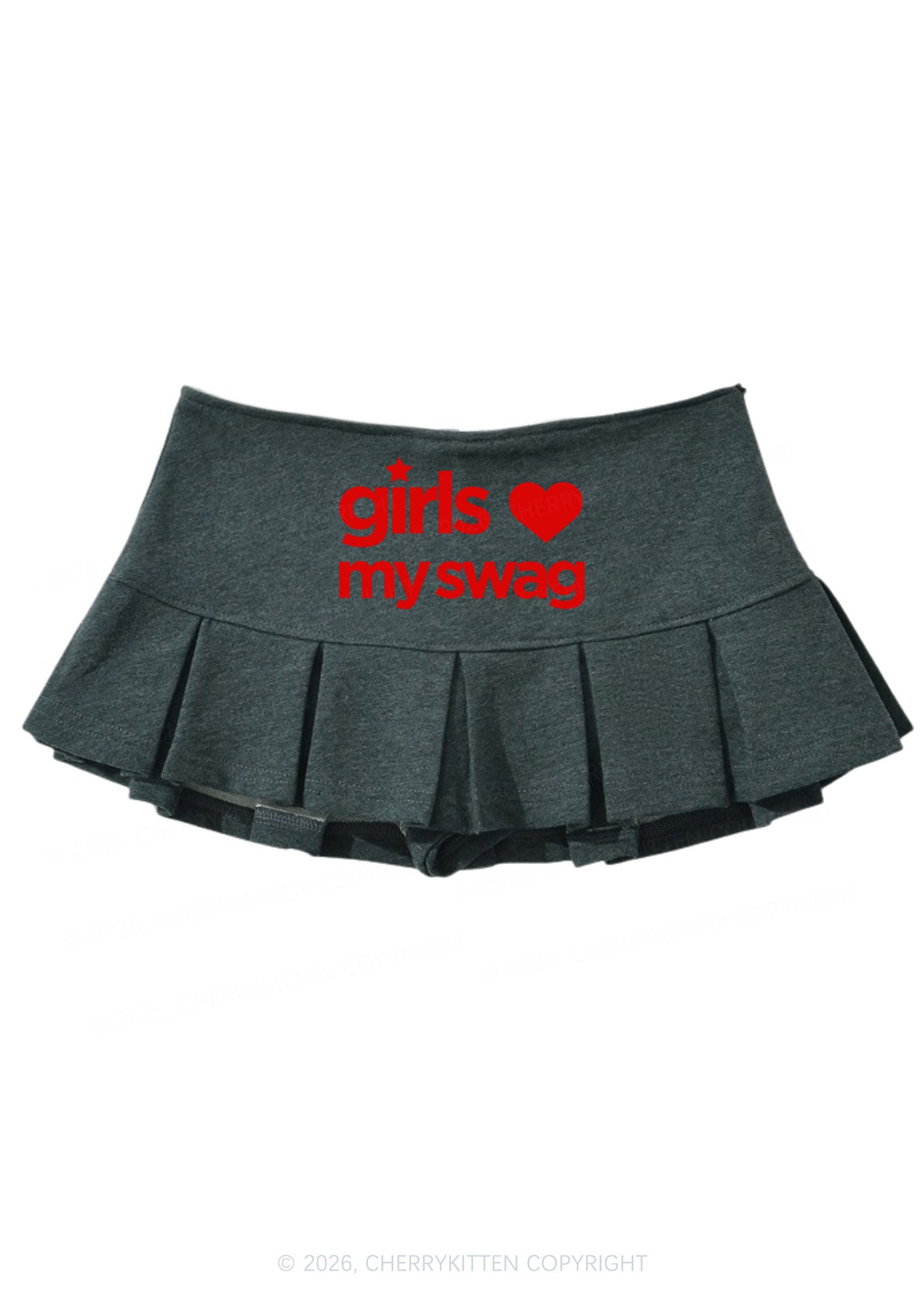 Girls Love My Swag Pride Y2K Mini Pleated Skirts Cherrykitten