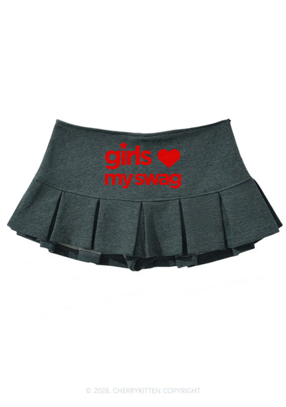 Girls Love My Swag Pride Y2K Mini Pleated Skirts Cherrykitten