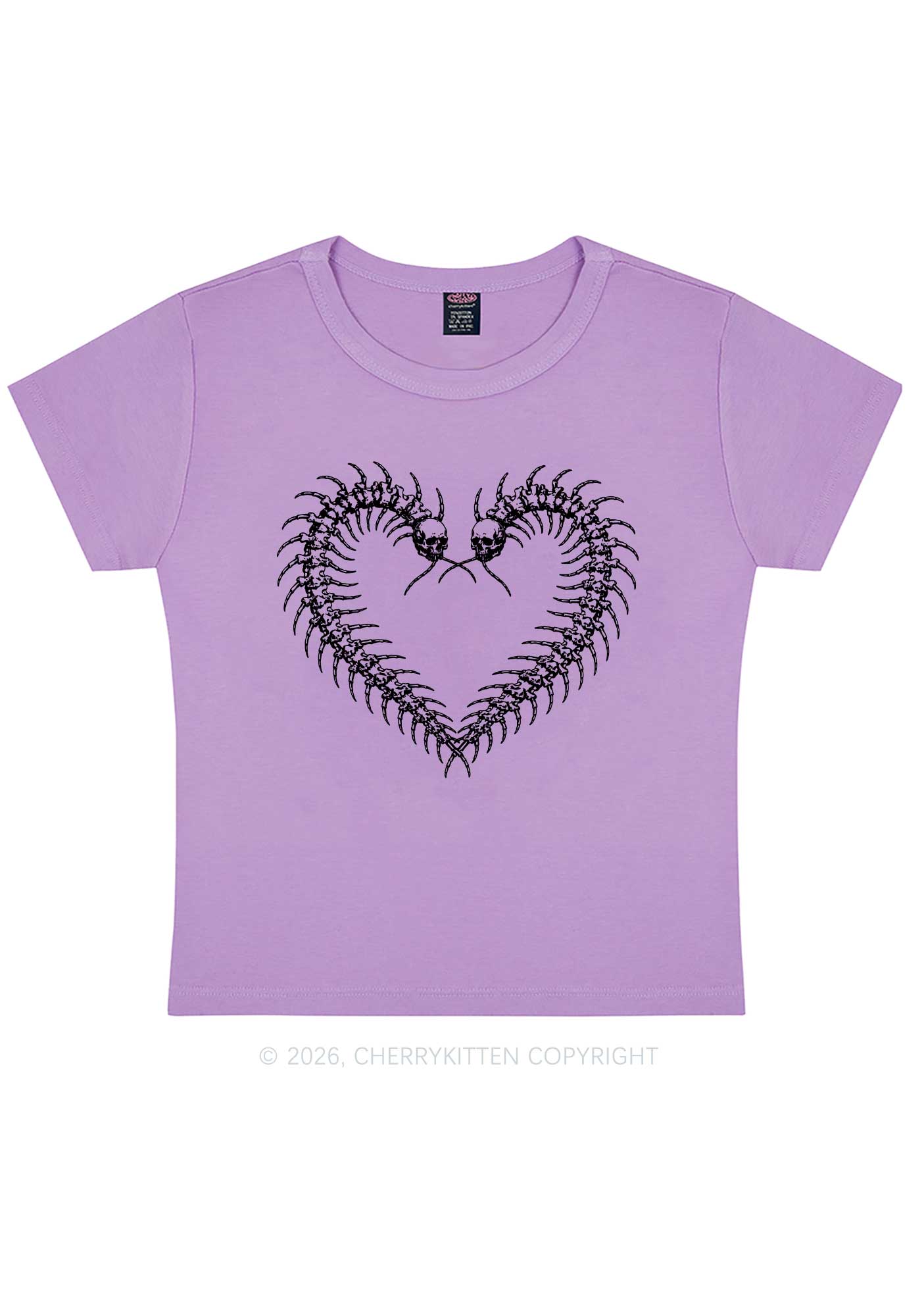 Halloween Centipede Heart Shape Y2K Baby Tee Cherrykitten