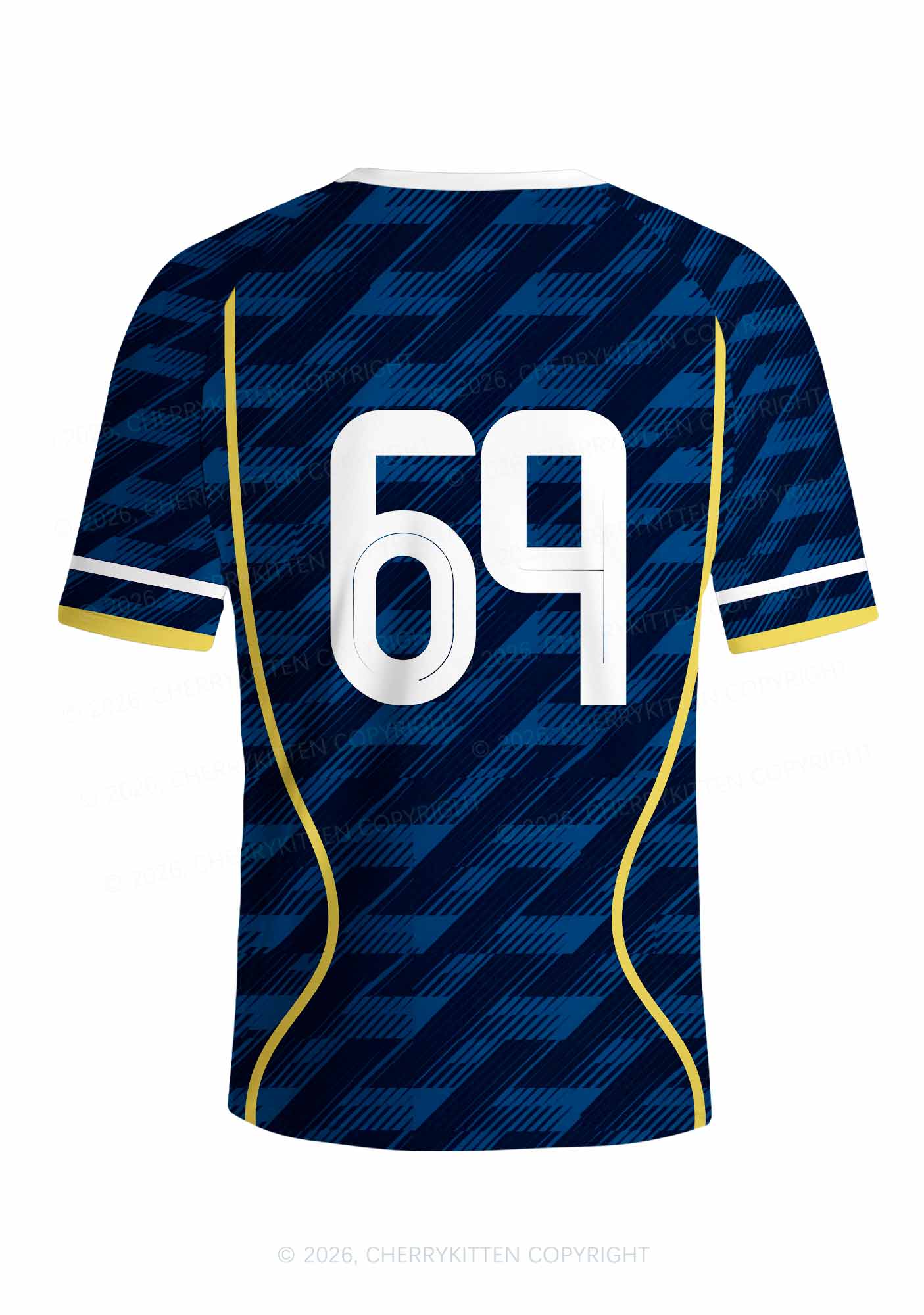 Custom Navy Blue Yellow Stripes Y2K Football Jersey Shirts Cherrykitten