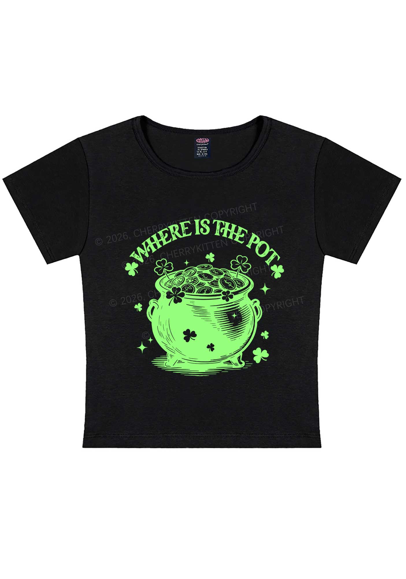 Where Is The Pot St Patricks Y2K Baby Tee Cherrykitten