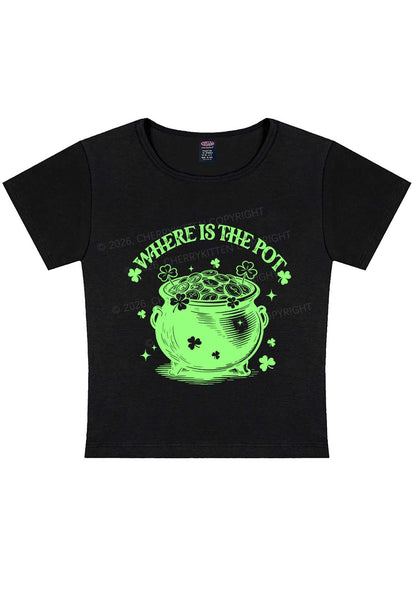 Where Is The Pot St Patricks Y2K Baby Tee Cherrykitten