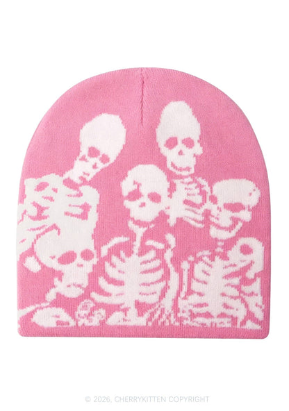 Retro Skull Y2K Knitted Hat Cherrykitten