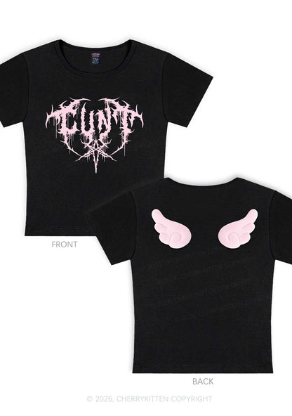 Halloween Punk Cxxt Y2K Goth Angel Wings Baby Tee Cherrykitten