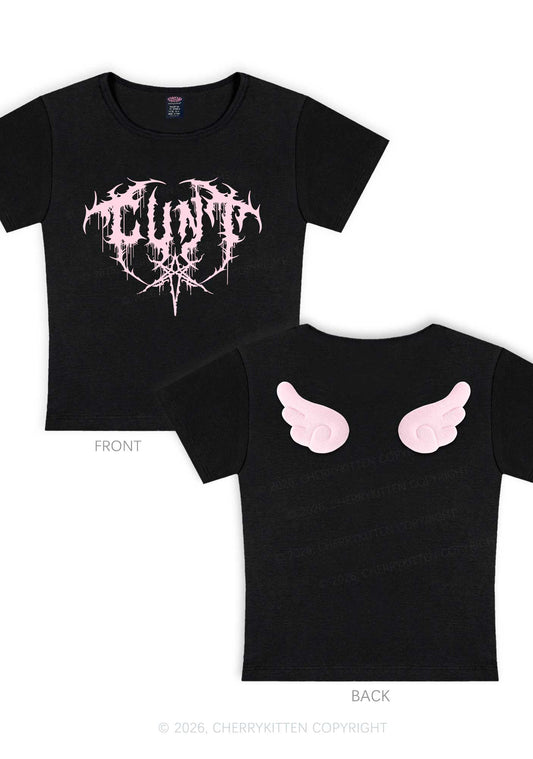 Halloween Punk Cxxt Y2K Goth Angel Wings Baby Tee Cherrykitten