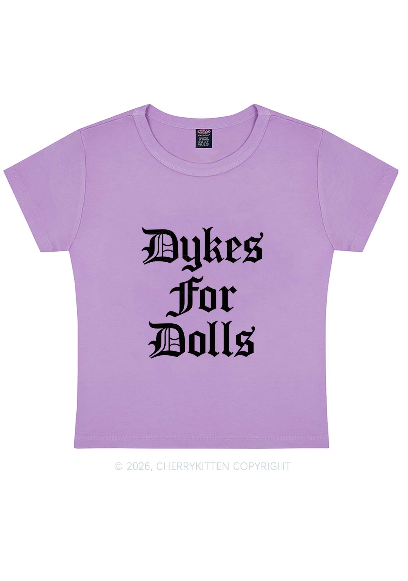 Dykes For Dolls Pride Y2K Baby Tee Cherrykitten