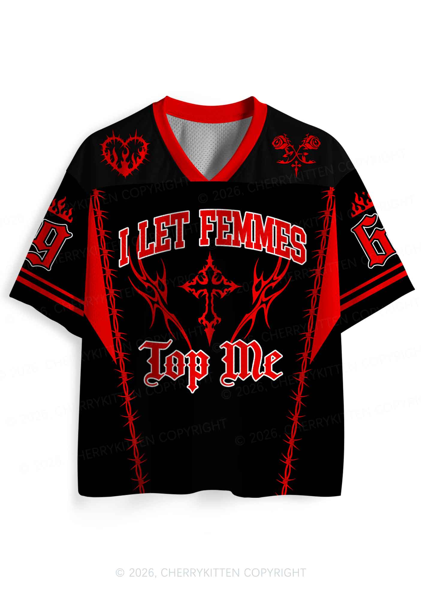Black I Let Femmes Top Me Pride Y2K Sport Jersey Shirts Cherrykitten