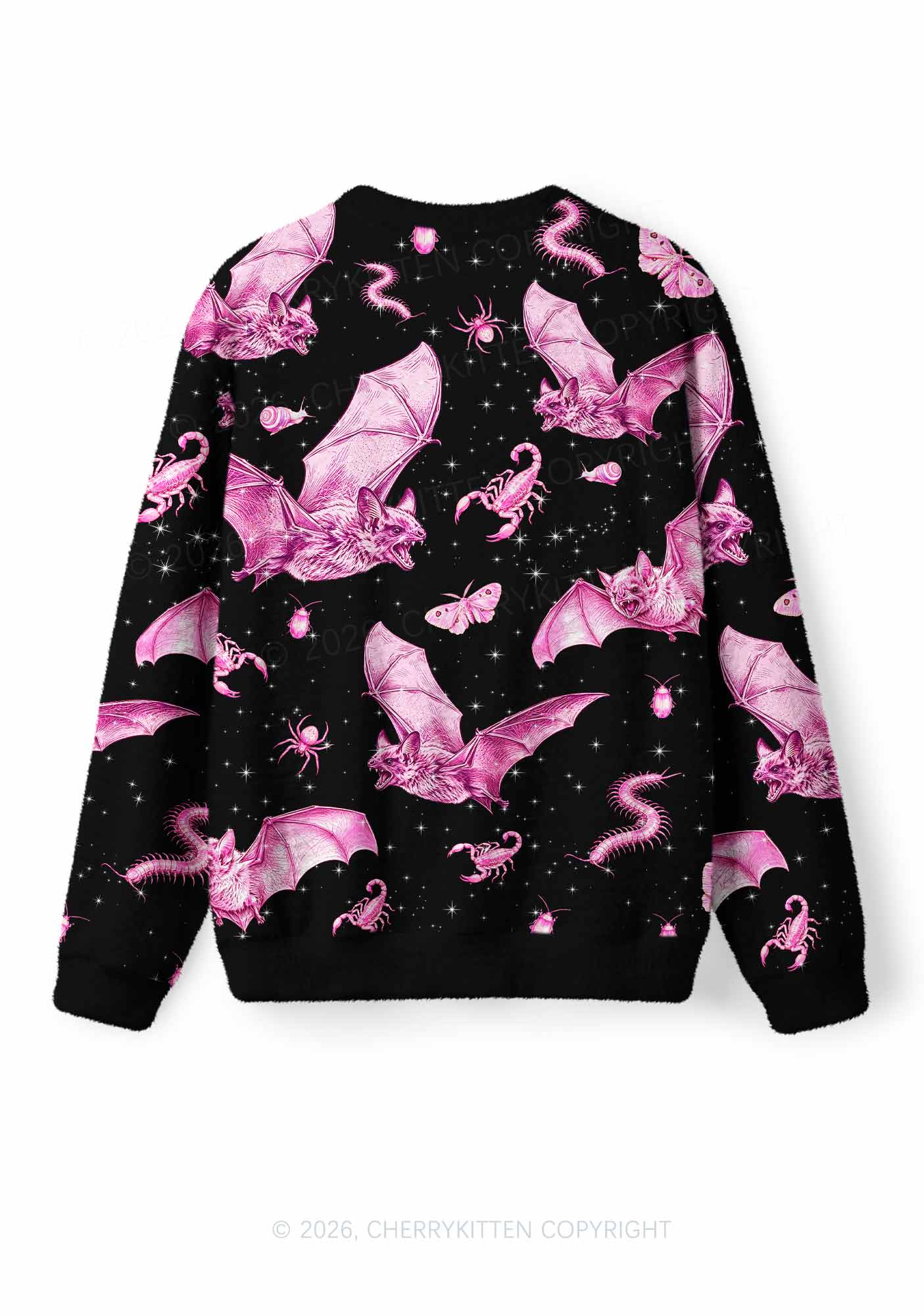 Halloween Pink Gothic Insects Y2K Knit Sweatshirt Cherrykitten
