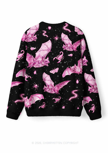 Halloween Pink Gothic Insects Y2K Knit Sweatshirt Cherrykitten