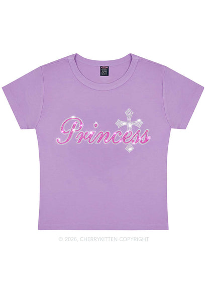 Rhinestone Princess Cross Y2K Baby Tee Cherrykitten