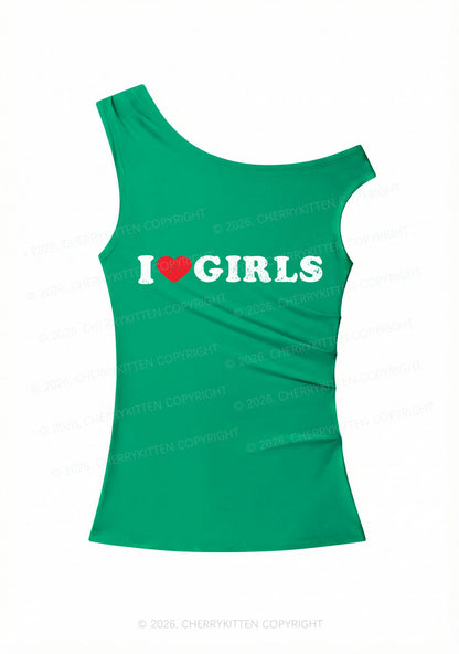 I Love Girls Pride Y2K Off Shoulder Tank Top Cherrykitten