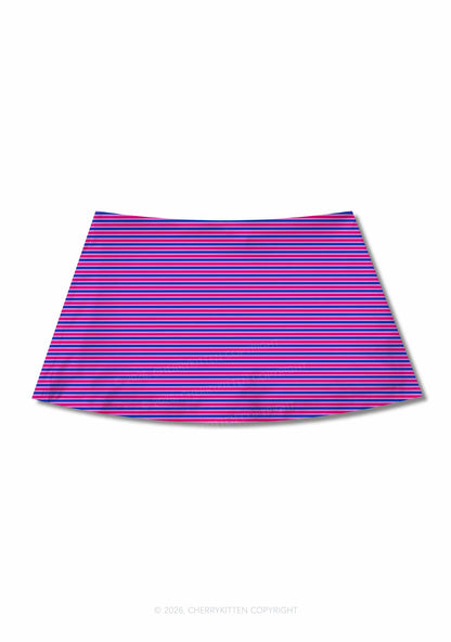 Bisexual Stripes Pride Y2K Print Mini Skirt Cherrykitten