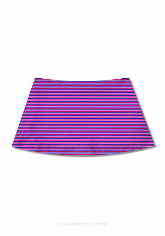 Bisexual Stripes Pride Y2K Print Mini Skirt Cherrykitten