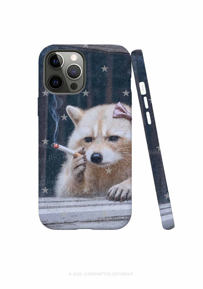Pink Bow Smoking Raccoon Y2K Phone Case Cherrykitten