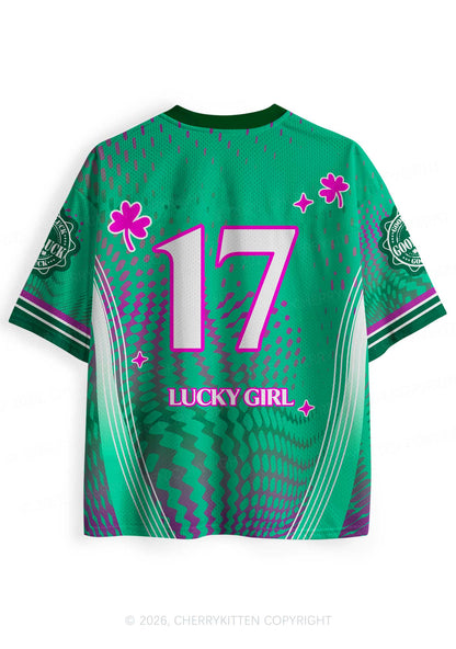 Custom Lucky Girl Pink Shamrock St Patricks Y2K Sport Jersey Shirts Cherrykitten